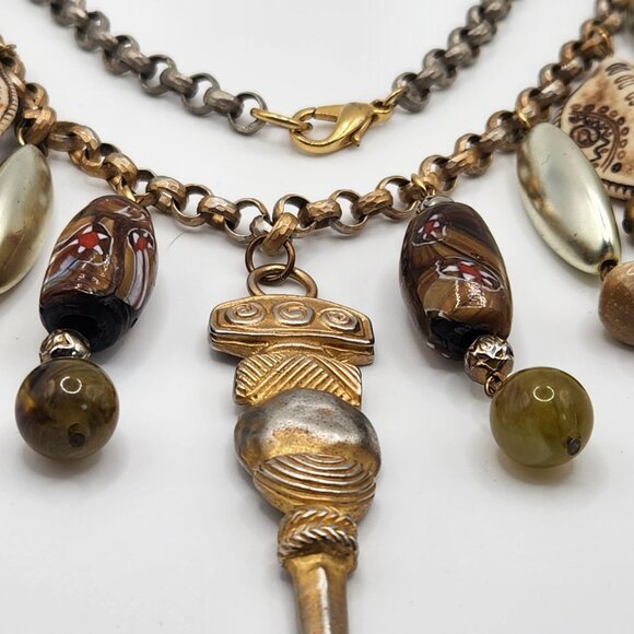 Bohemian Tribal-Inspired Statement Necklace – Mixed Materials with Pendant - Picture 14 of 15